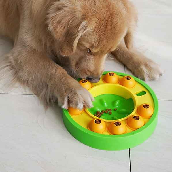 Sarah Express Interactive Dog Puzzle Feeder Bowl - Slow Eating IQ Training Toy with Food Dispenser Green Roulette
