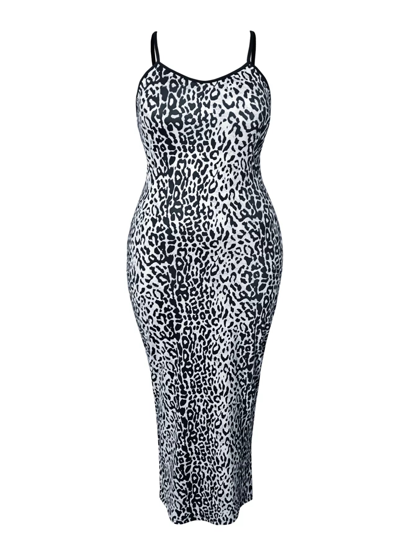 Sarah Express Women's Plus Size Leopard Print Bodycon Maxi Dress