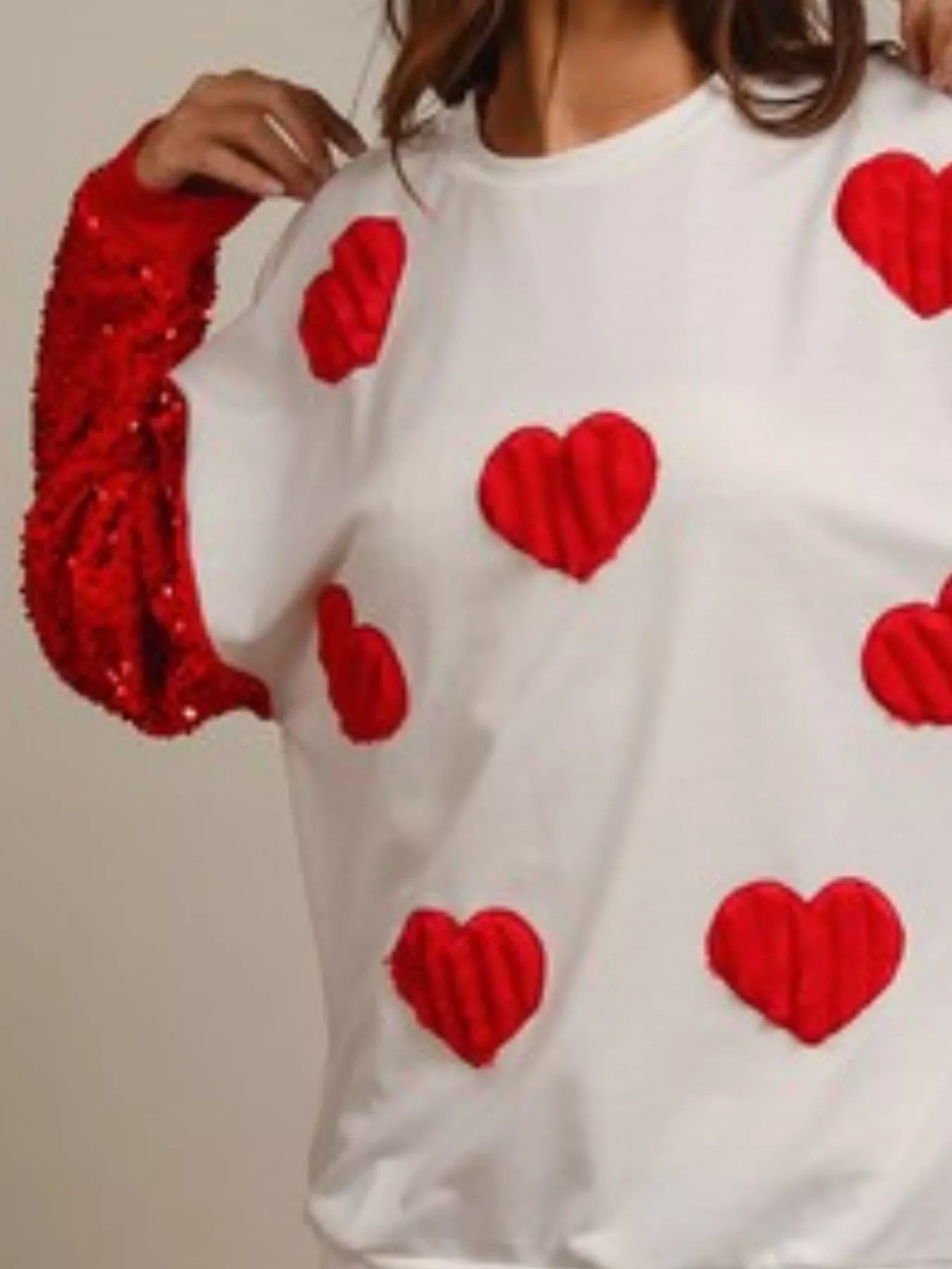 Sarah Express Women's Sequin Round Neck Long Sleeve Sweatshirt