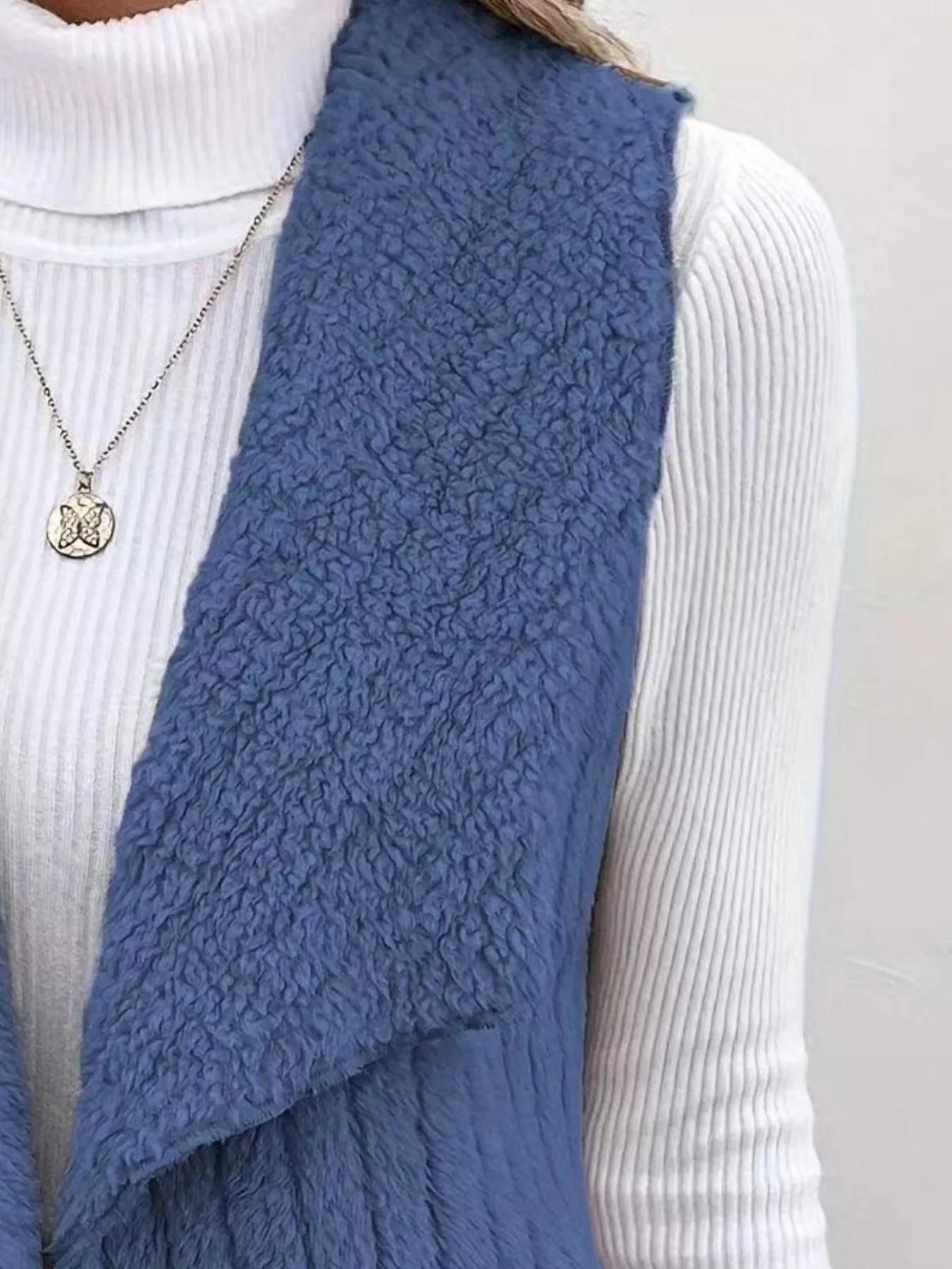 Sarah Express Women's Cozy Fleece Open Front Vest Coat