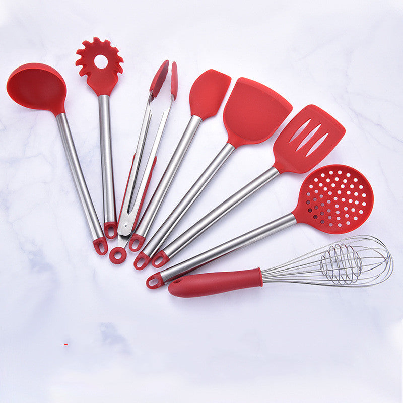 Sarah Express 8-Piece Silicone Kitchen Utensil Set with Stainless Steel Handles