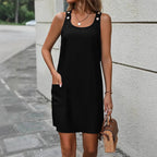 Sarah Express Women's Denim Style Sleeveless Casual Dress Polyester Mini Dress