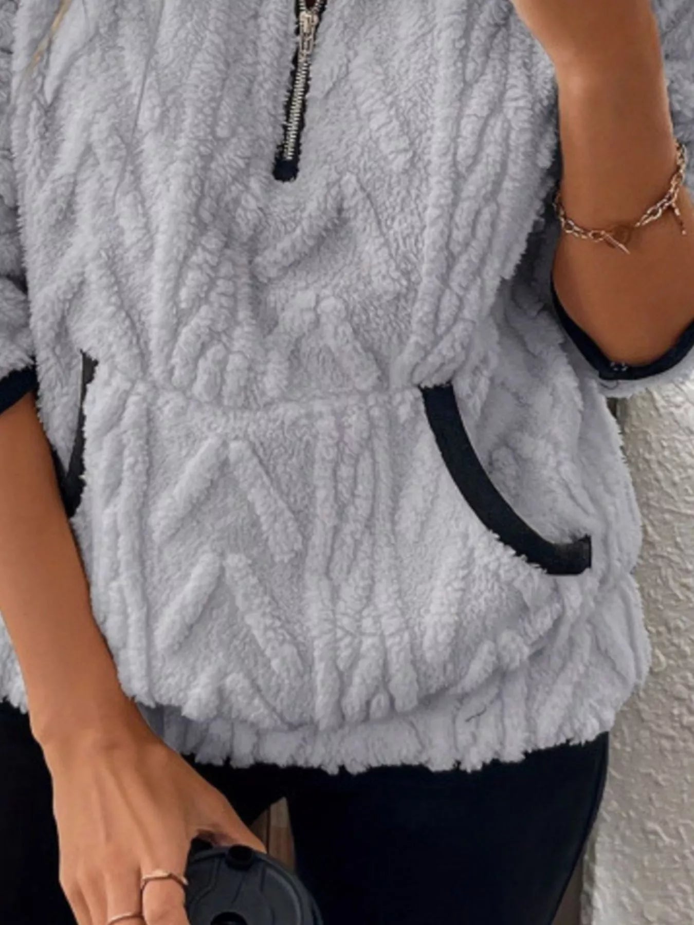 Sarah Express Women's Sherpa Half Zip Sweatshirt Plus Size