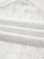 Sarah Express Women's Eyelet Embroidered Loose V Neck Long Sleeve Top