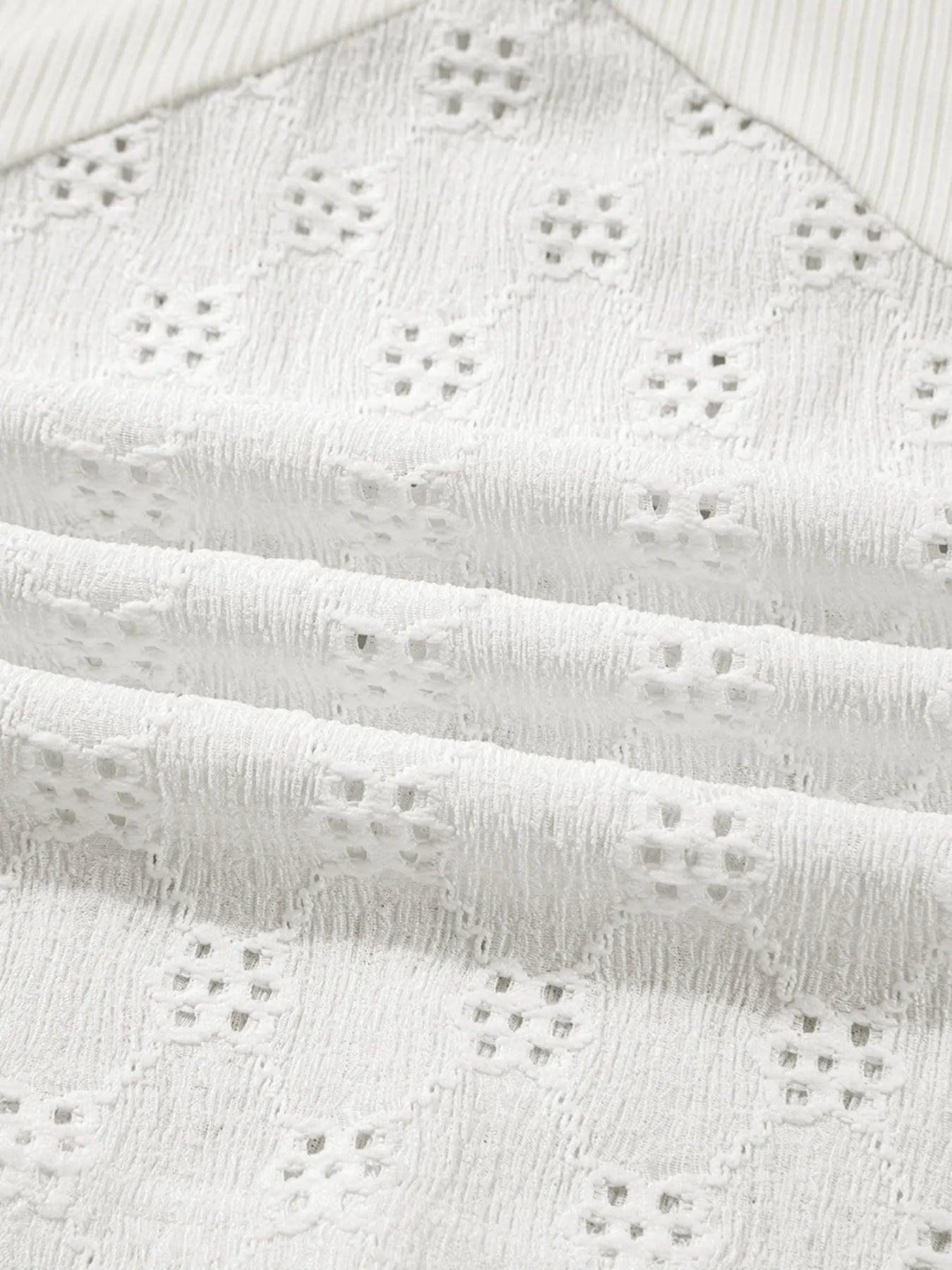 Sarah Express Women's Eyelet Embroidered Loose V Neck Long Sleeve Top