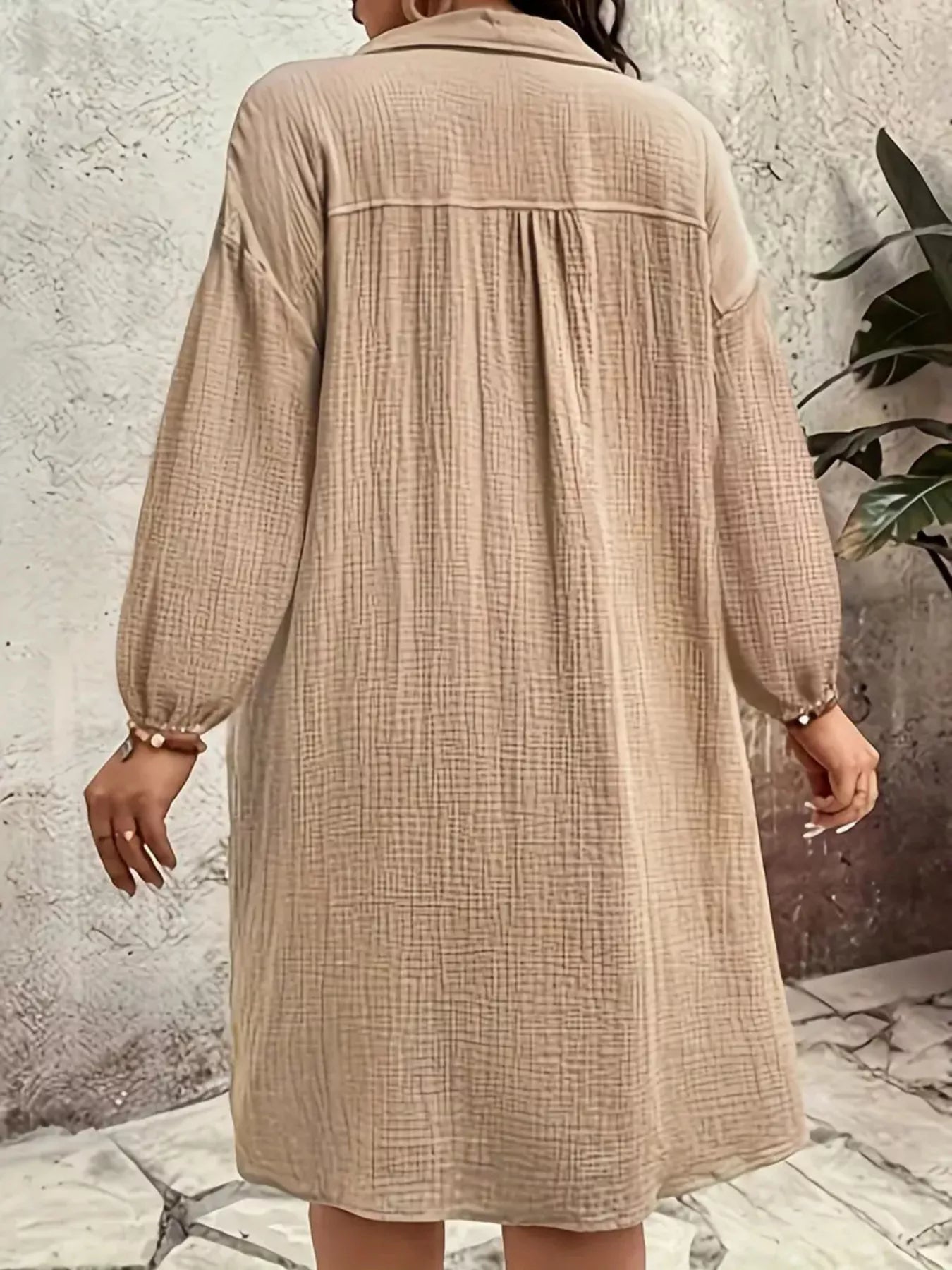 Sarah Express Women's Plus Size Casual Button-Down Shirt Dress