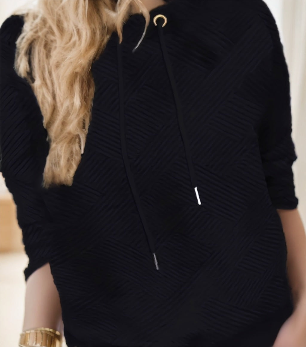 Sarah Express Drawstring Pullover Sweatshirt Solid Color Casual