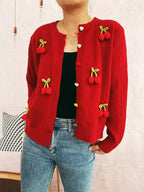 Sarah Express Women's Flower Button Up Long Sleeve Cardigan