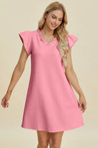 Sarah Express Women’s Plus Size Ruffled V-Neck Cap Sleeve Dress
