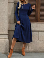 Sarah Express Women's Ribbed Knit A-Line Midi Dress