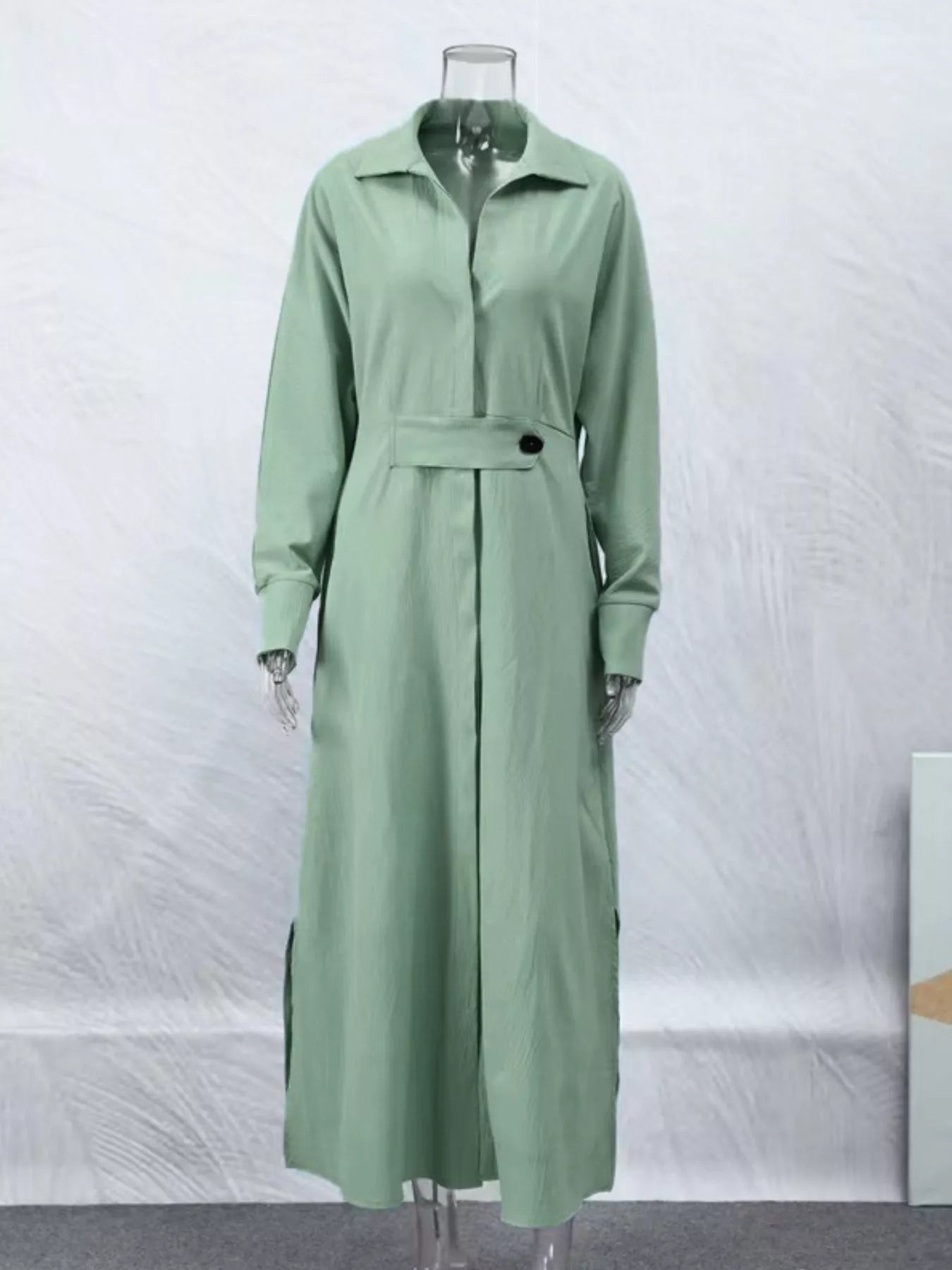 Sarah Express Women's Side Slit Long Sleeve Shirt Dress