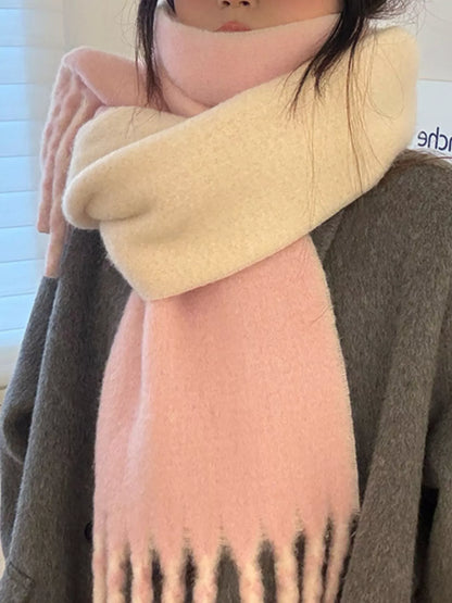 Sarah Express Women's Color Block Fringe Winter Scarf