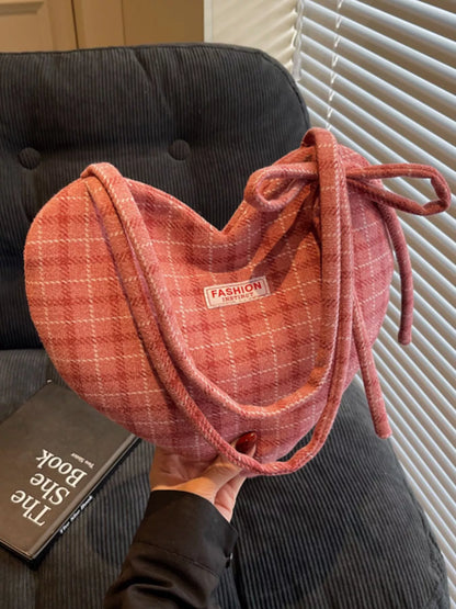Sarah Express Heart-Shaped Plaid Shoulder Bag - Cute Crossbody Purse for Women