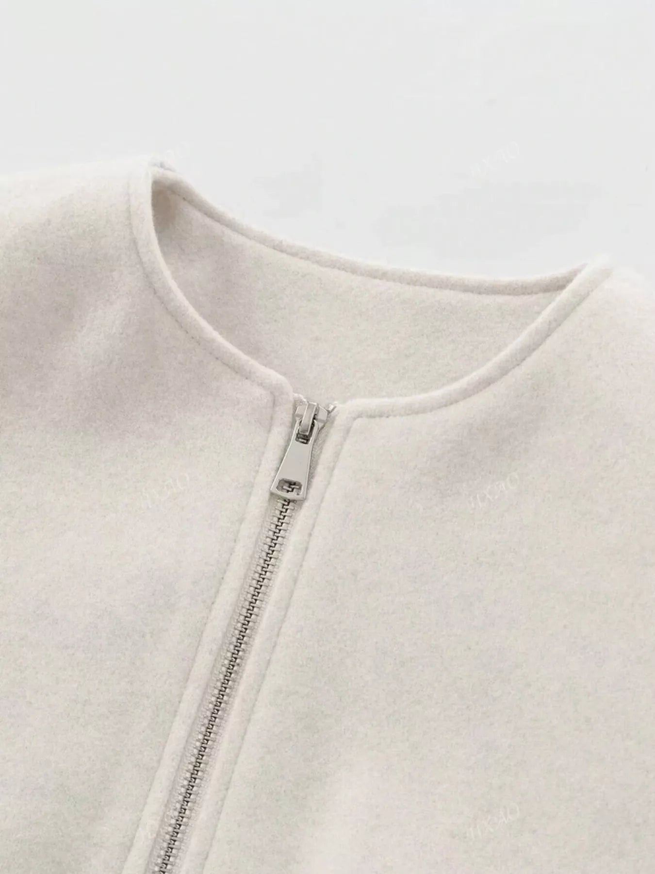 Sarah Express Women's Plus Size Casual Fleece Zip-Up Bomber Jacket