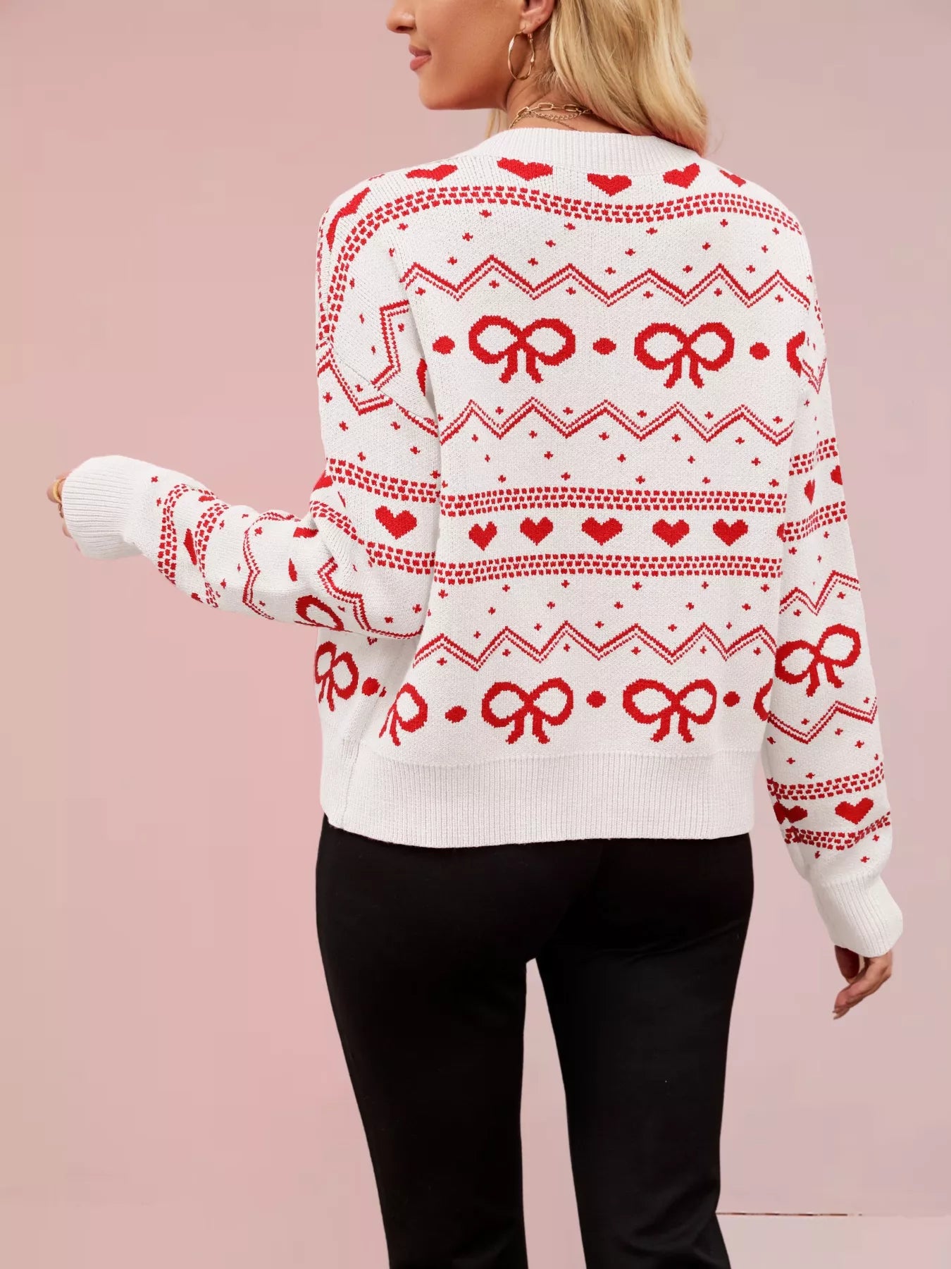 Sarah Express Women's Bowknot Pattern Knit Cardigan