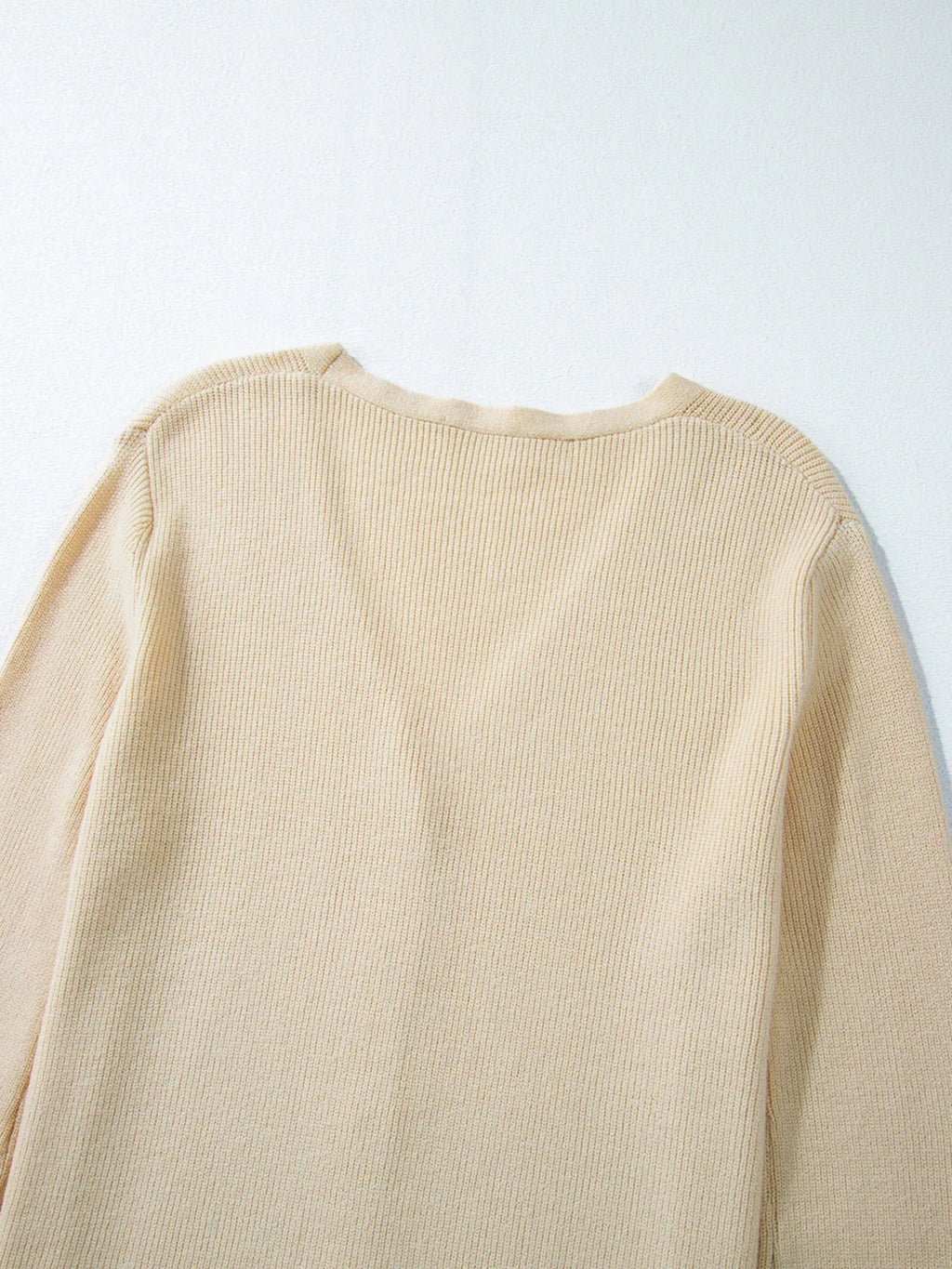 Sarah Express Women's Ribbed Knit Button Front V Neck Cardigan