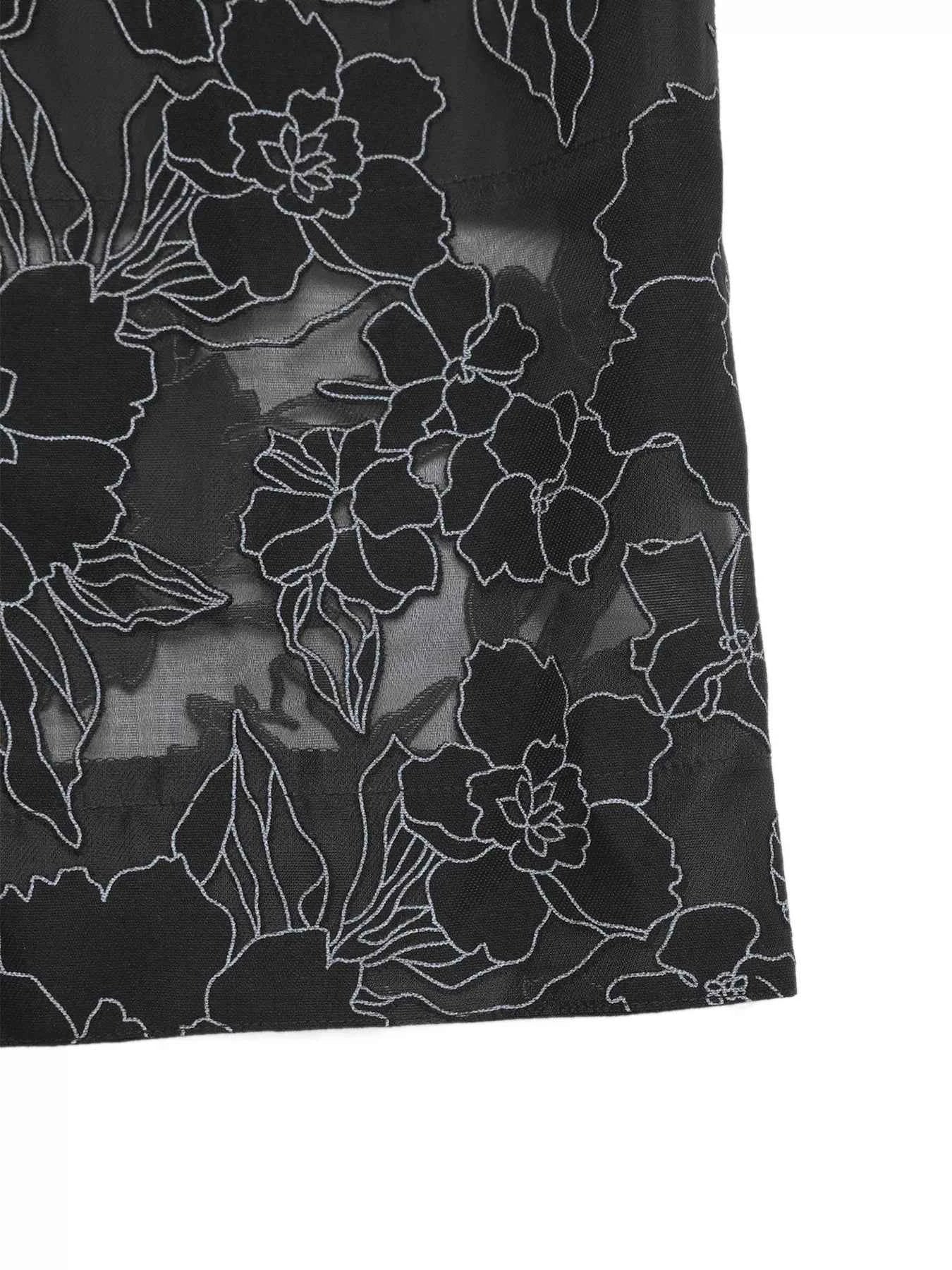 Sarah Express Women's Floral Lace Hem Wide Leg Pants