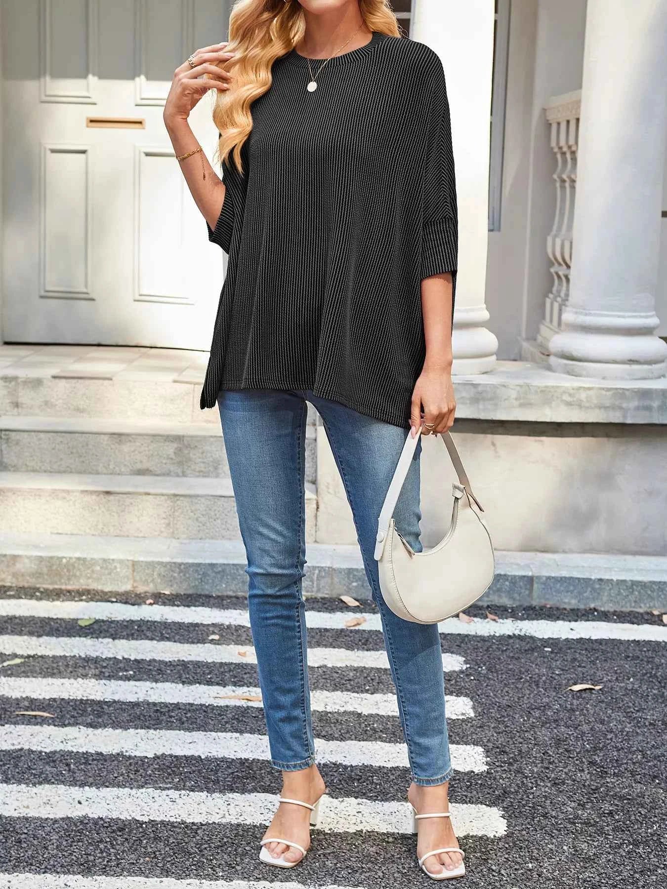 Sarah Express Women's Relaxed Fit Half Sleeve T-Shirt - Casual Oversized Tee