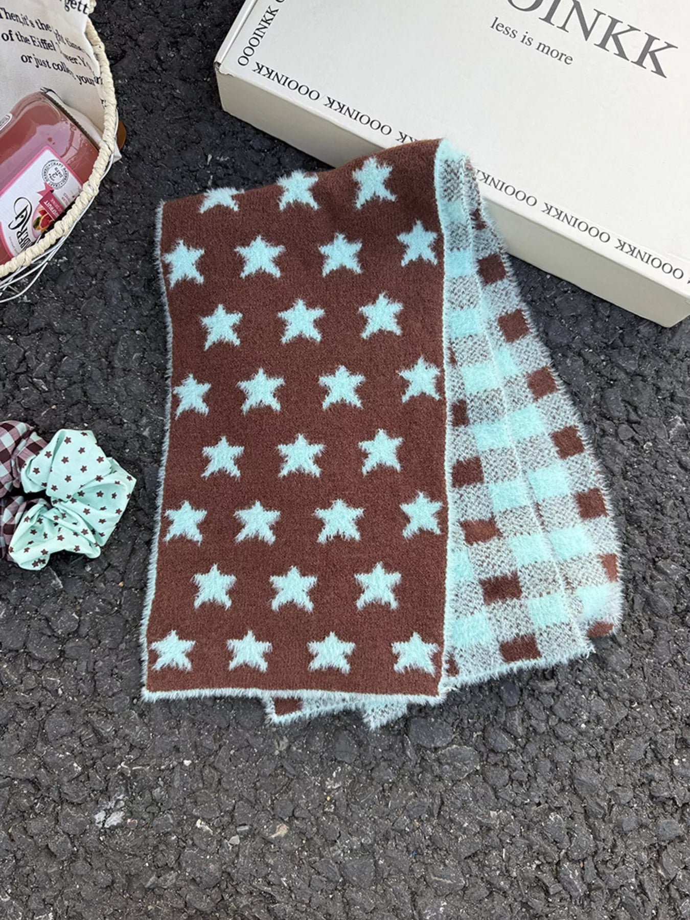 Sarah Express Women's Star Plaid Plush Scarf - Oversized Winter Wrap