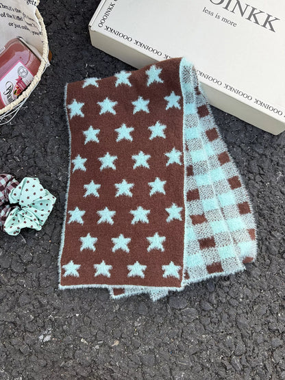 Sarah Express Women's Star Plaid Plush Scarf - Oversized Winter Wrap