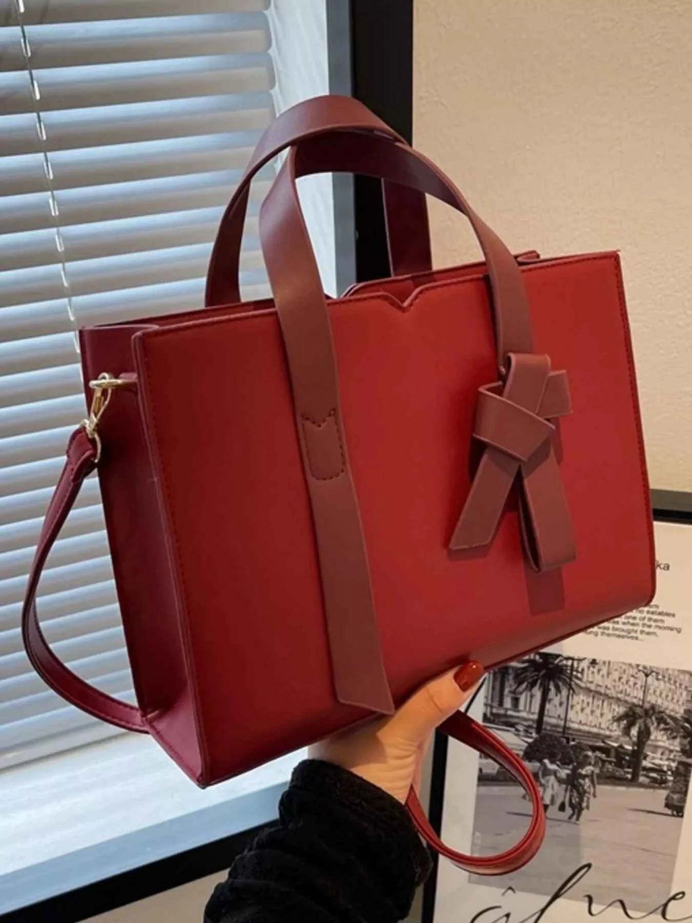 Sarah Express Women's Faux Leather Tote Bag - Medium PU Leather Shoulder Bag