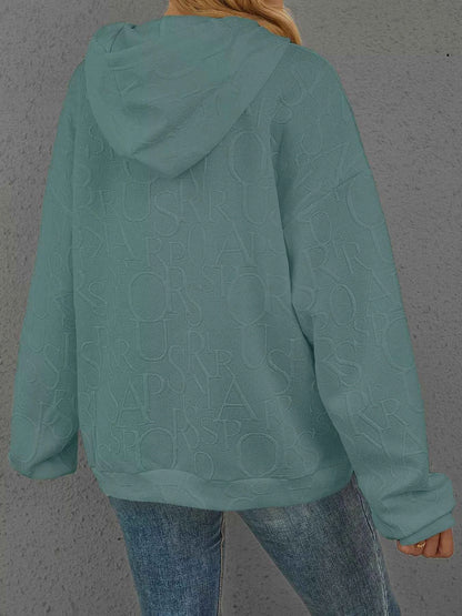 Sarah Express Women's Embossed Lettering Casual Hoodie Plus Size