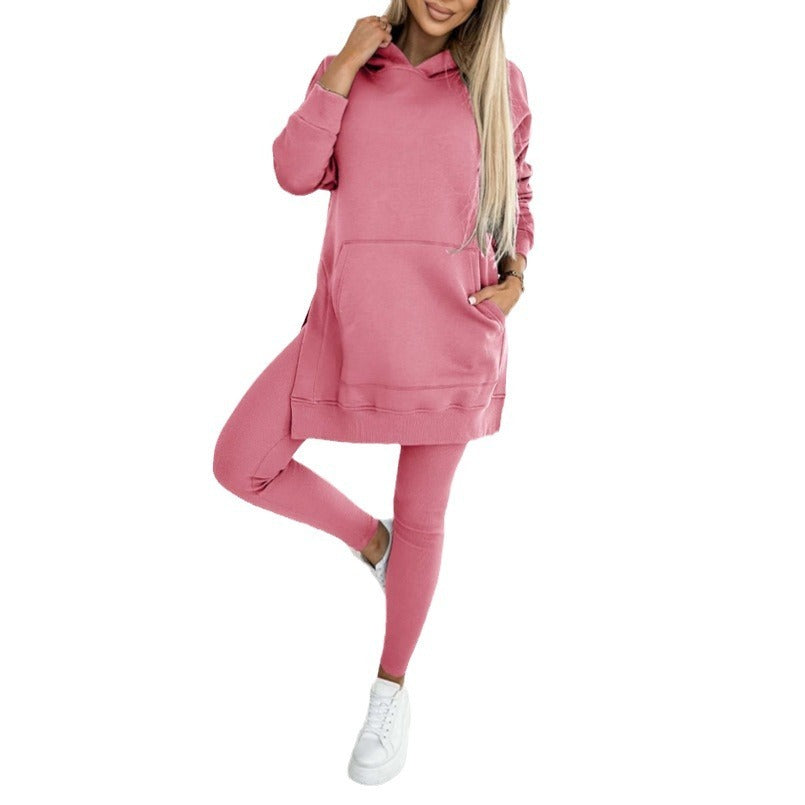 Sarah Express Women's Hooded Sweatshirt and Thickened Leggings Two-Piece Athleisure Set