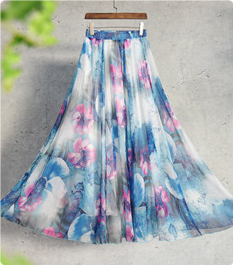 Sarah Express Women's Printed A-Line Midi Skirt Elastic Waist Retro Character Print