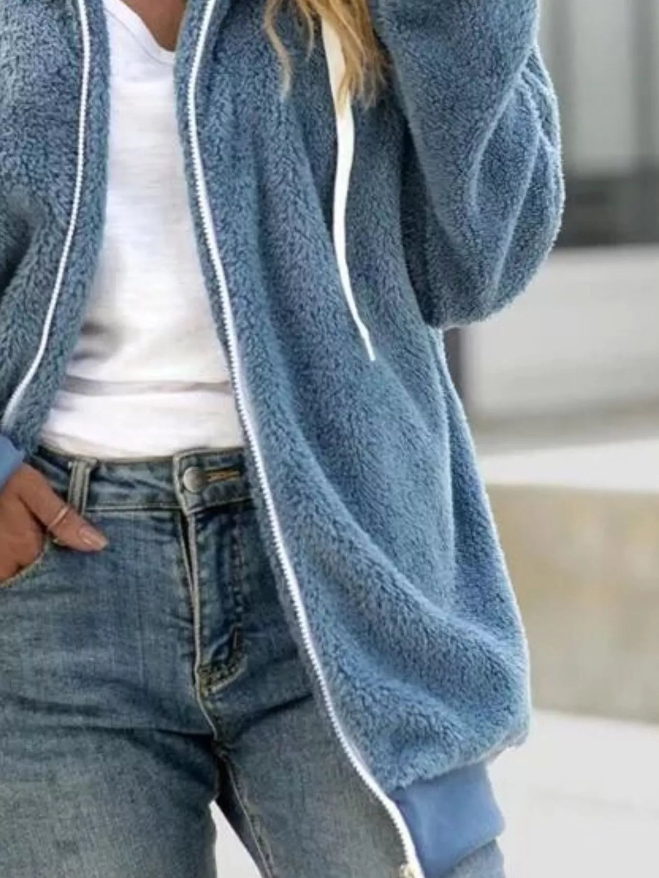 Sarah Express Women's Cozy Fleece Zip-Up Hooded Jacket Plus Size