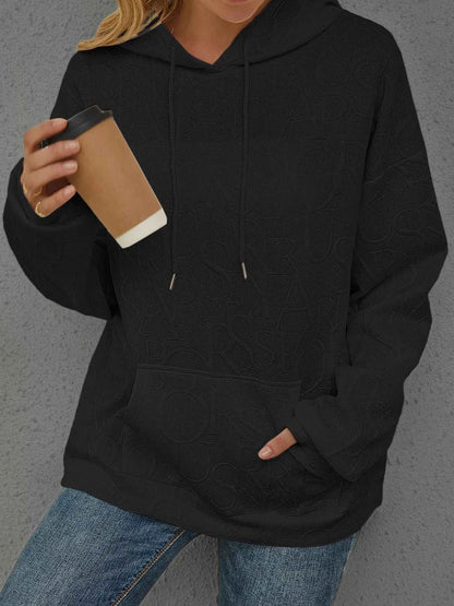 Sarah Express Women's Embossed Lettering Casual Hoodie Plus Size