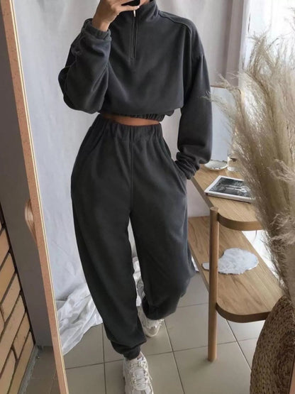 Sarah Express Women's Half Zip Sweatshirt and Pants Set