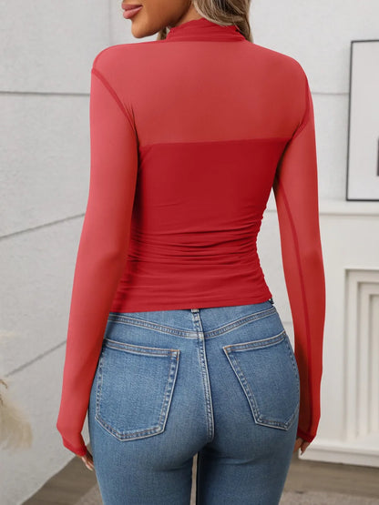 Sarah Express Women's Mock Neck Long Sleeve Top