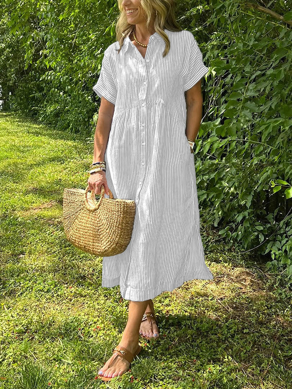 Sarah Express Women's Loose Striped Short Sleeve Casual Dress Plus Size
