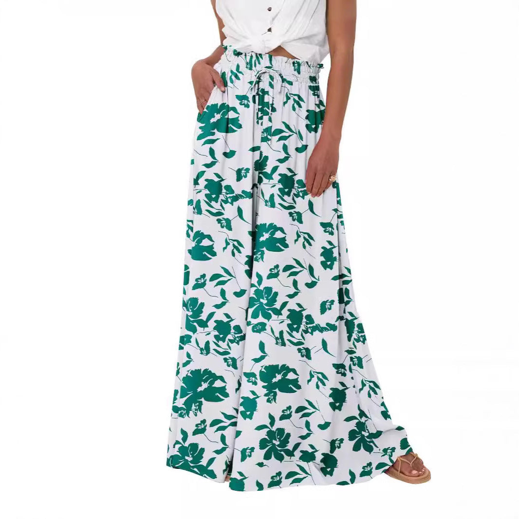 Sarah Express Women's High Waist Wide Leg Pants Casual Polyester Trousers
