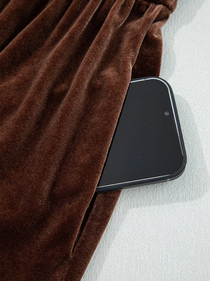 Sarah Express Women's Velvet V Neck Long Sleeve Tiered Mini Dress - Solid Color