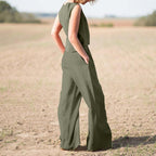 Sarah Express Cotton Linen Loose Two-Piece Set Top and Pants