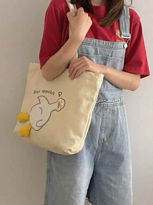 Sarah Express Women's Duck Canvas Tote Bag Beige ONESIZE