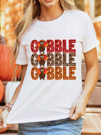 Sarah Express Women's GOBBLE Thanksgiving Turkey Print T-Shirt