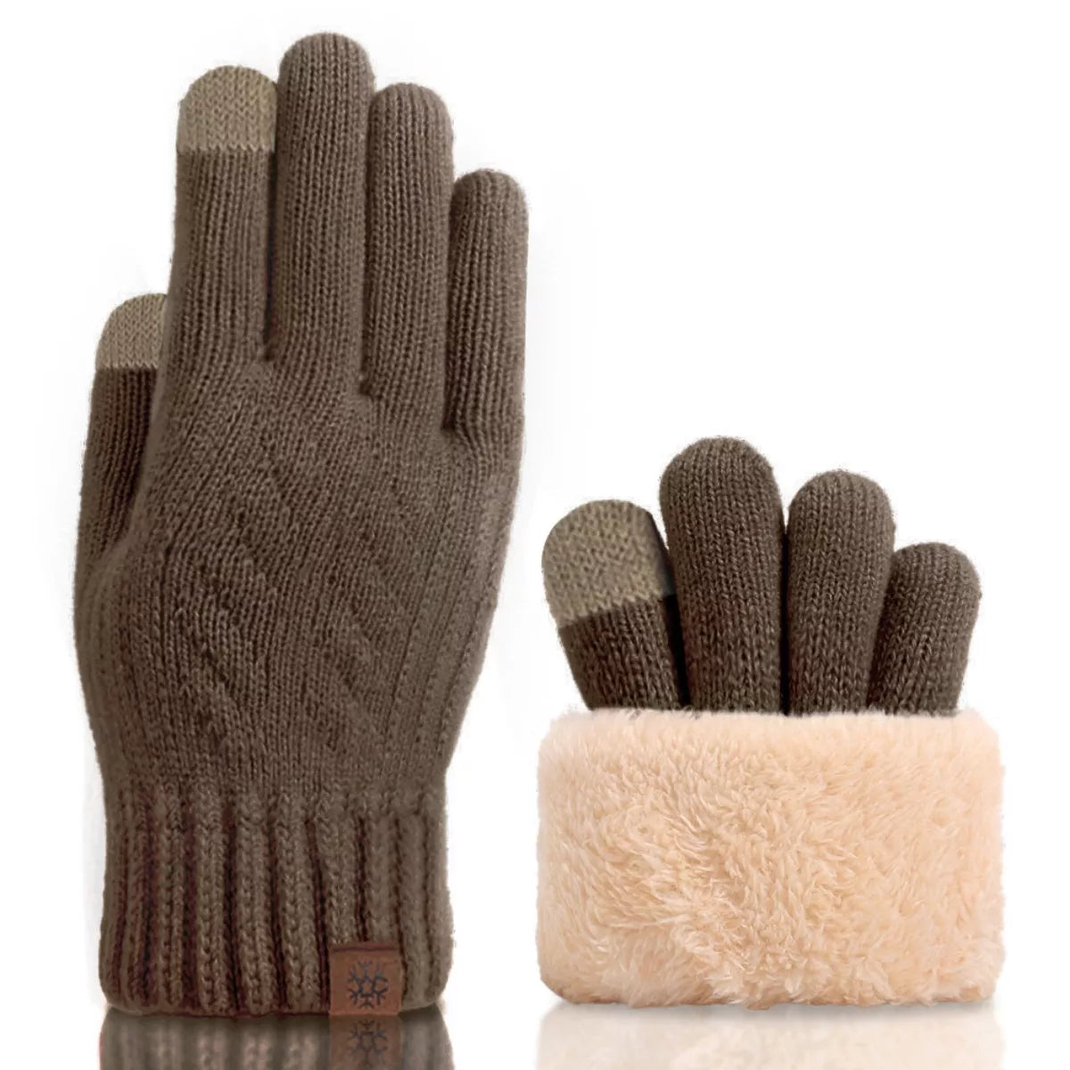 Sarah Express Women's Warm Touchscreen Knit Gloves Khaki One Size
