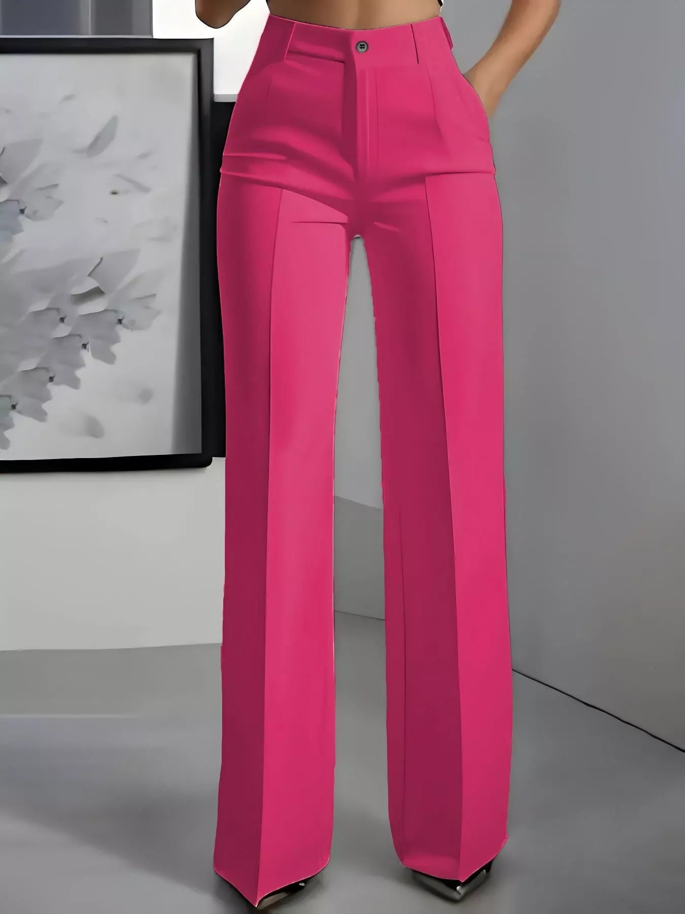 Sarah Express Women's High-Waisted Wide Leg Pants Hot Pink