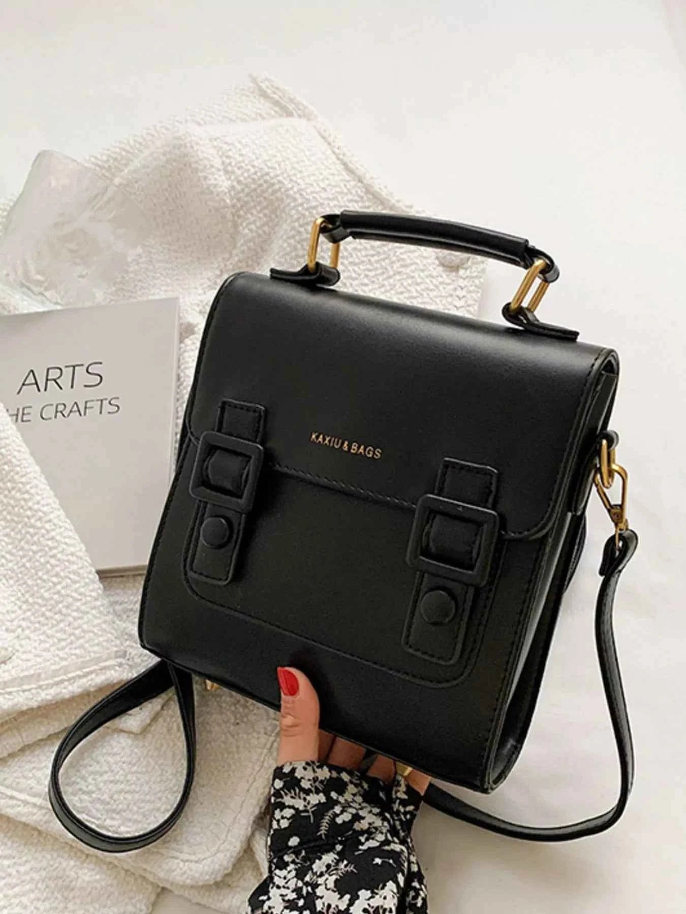 Double Buckle Square Backpack Bag