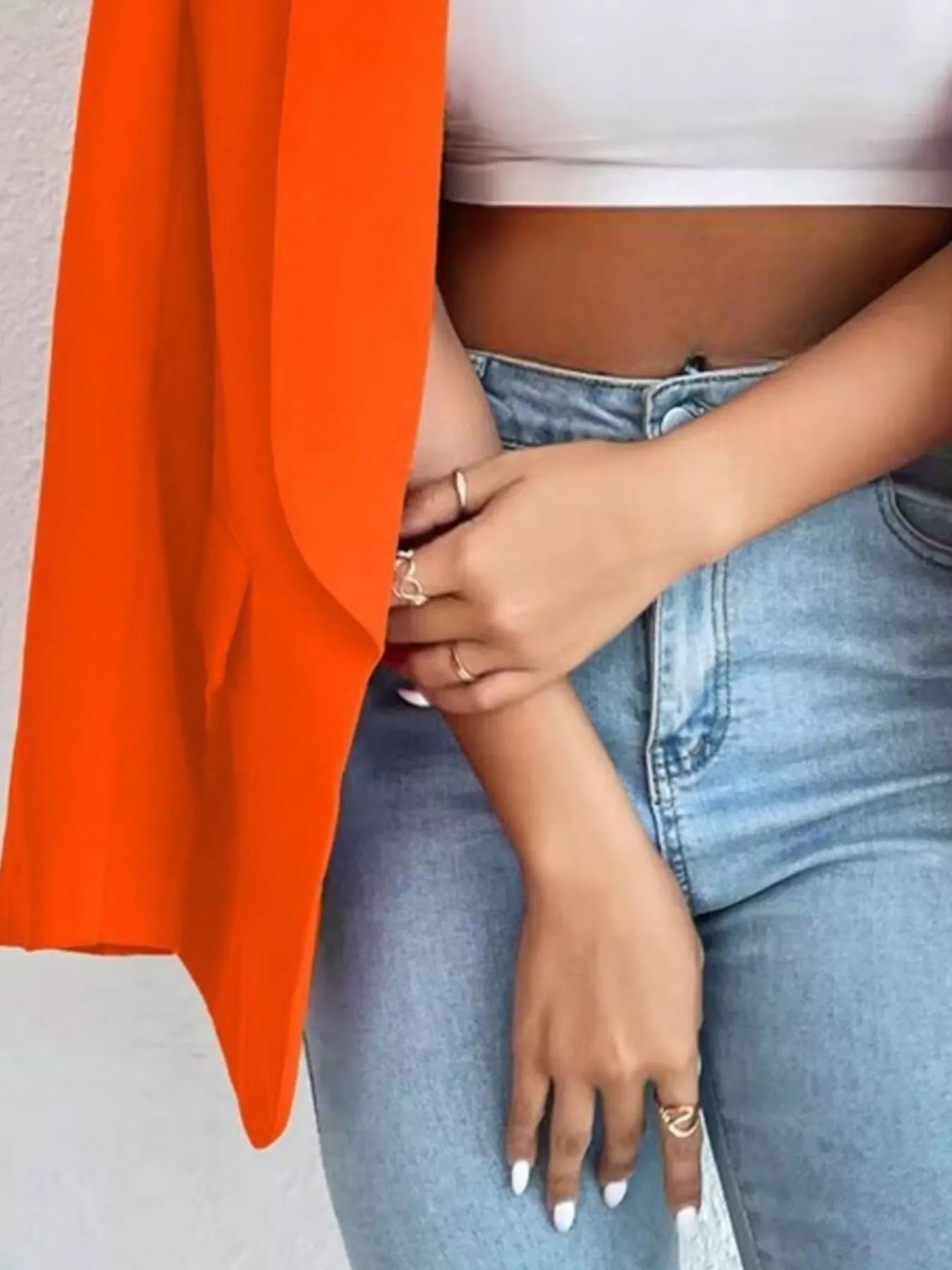 Sarah Express Women's Open Front Casual Blazer Plus Size Long Sleeve Professional Outerwear