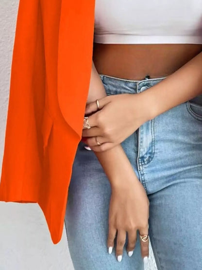 Sarah Express Women's Open Front Casual Blazer Plus Size Long Sleeve Professional Outerwear