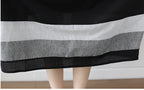 Sarah Express Women's Cotton Linen Midi Dress Short Sleeve Color Block - Casual Plus Size One Size Black
