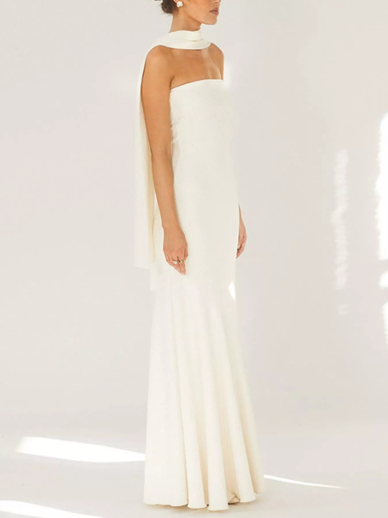 Sarah Express Women's Strapless Ruffled Mermaid Maxi Dress