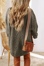 Sarah Express Women's Cable-Knit Sweater Dress Round Neck Long Sleeve Fall Winter Casual Comfort