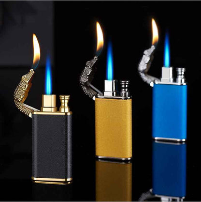 Sarah Express Blue Flame Metal Lighter - Windproof Butane Lighter with Dolphin Dragon Design
