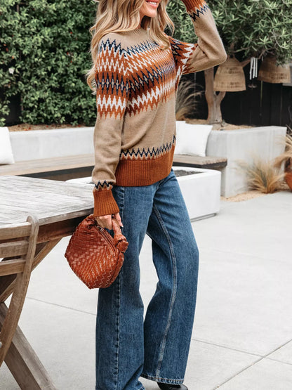 Sarah Express Women's Color Block Crew Neck Sweater