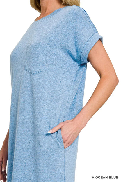 Sarah Express Women's Round Neck Short Sleeve Midi Dress