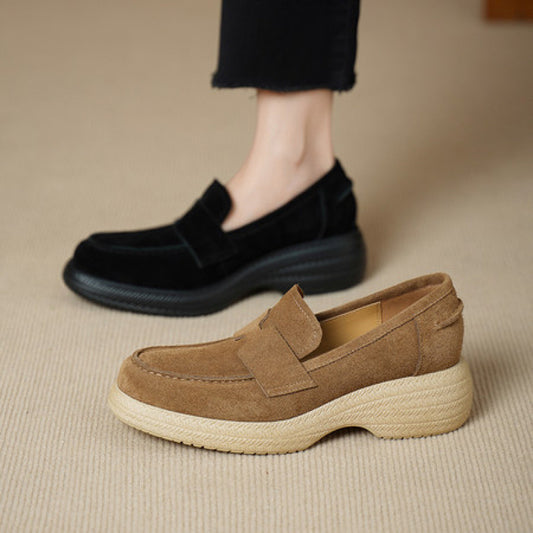 Sarah Express Women's Skull Print Wedge Slip-On Shoes – Round Toe High-Top Platform Loafers